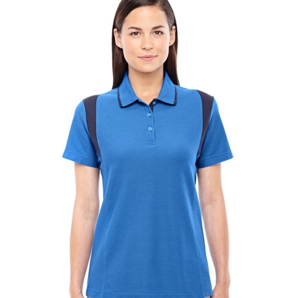 🆕️Devon & Jones Ladies Sport Active Golf Polo Shirt- French Blue/Navy